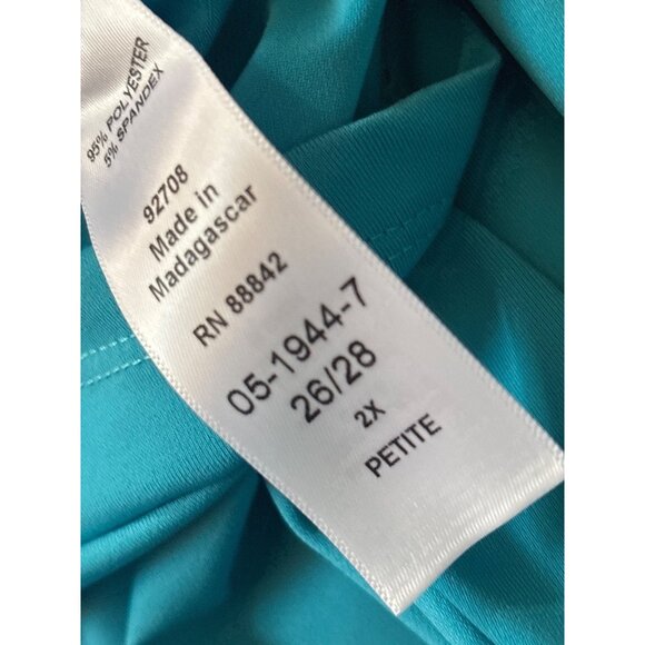 Roaman's Plus Size 3/4 Sleeve Boatneck Swing Dress PETITE 26/28 2X Blue NEW - Picture 7 of 7